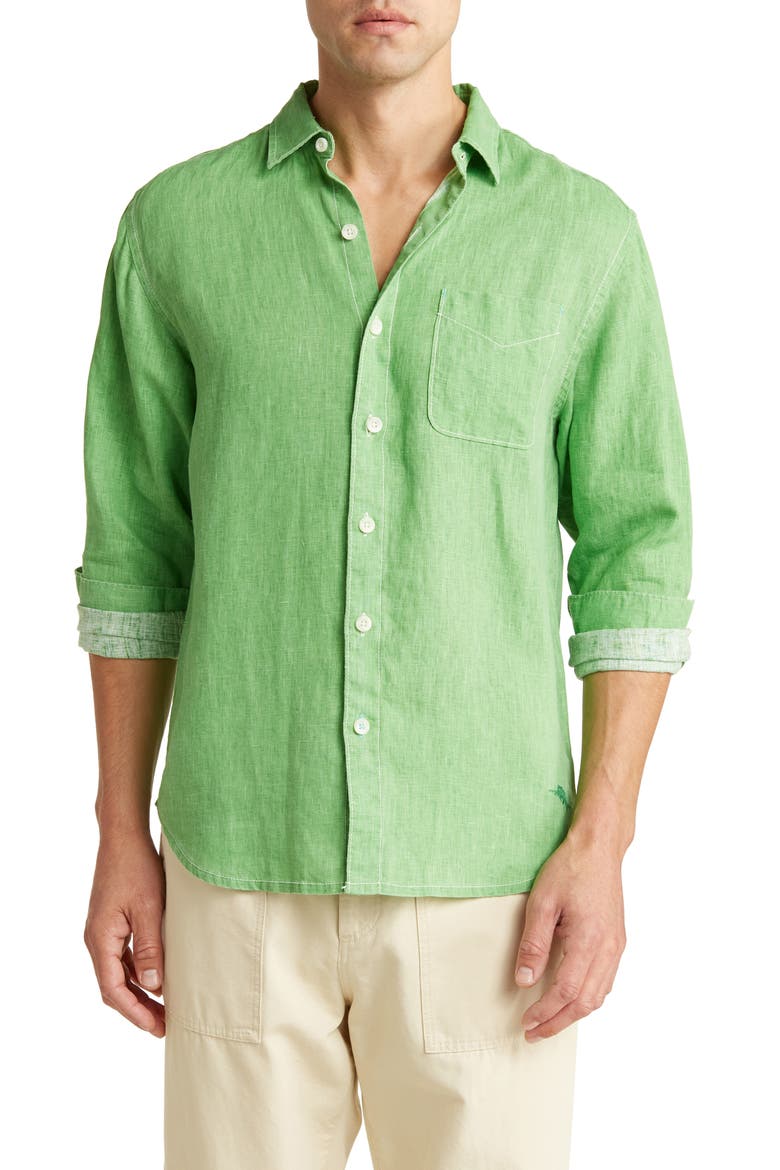 Sea Glass Breezer Original Fit Linen Shirt, Main, color, GREEN CONTINENT