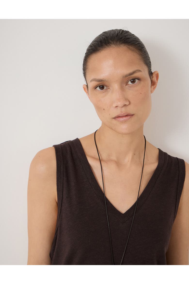 Lio Linen V-Neck Vest, Alternate, color, Dark Brown