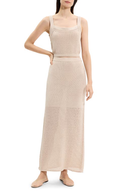 Theory Open Stitch Detail Cotton Maxi Sweater Skirt In Brown