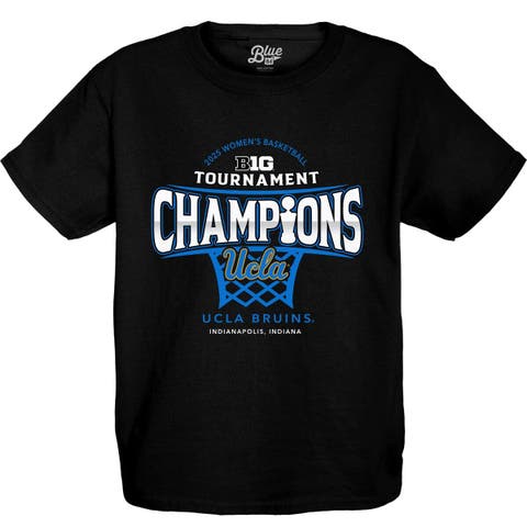 Youth Blue 84 Black UCLA Bruins 2025 Big Ten Women's Basketball Conference Tournament Champions Locker Room T-Shirt