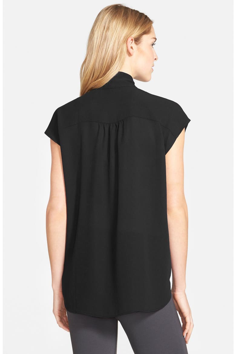 Short Sleeve Wrap Front Blouse (Nordstrom Exclusive), Alternate, color, BLACK