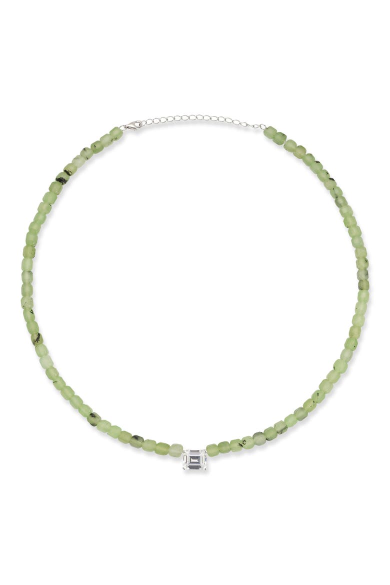 Peridot Beaded Cubic Zirconia Pendant Necklace, Alternate, color, SILVER
