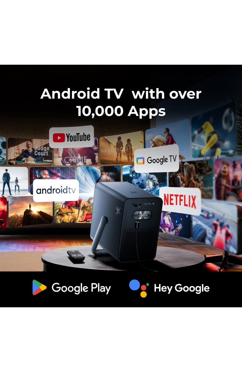 Ultimea Poseidon E40 Projector with Android TV 11.0 Netflix 1300 ANSI Lumens WiFi,Dolby Audio, Alternate, color, Black