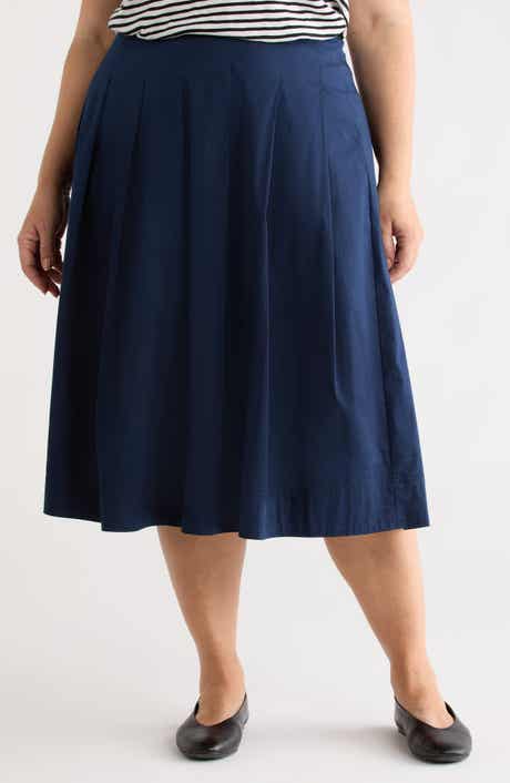 Stretch Cotton Poplin Midi Skirt