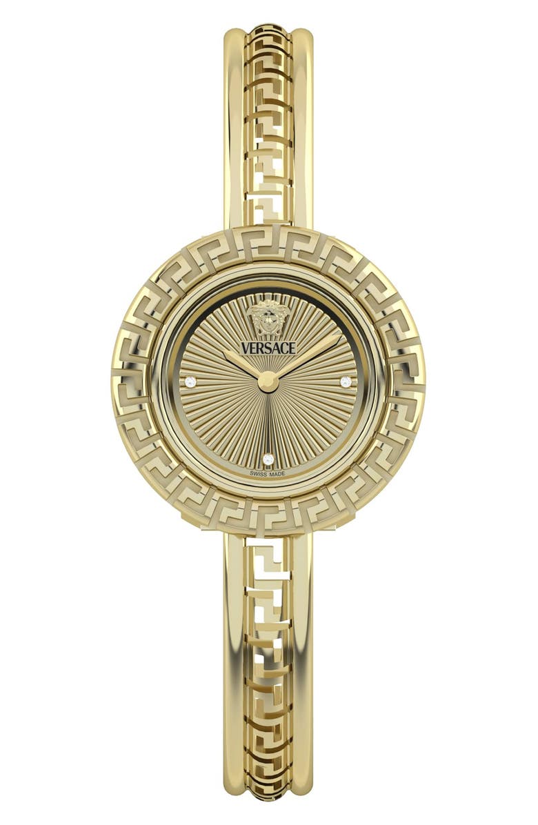 Versace Greca Pendant Bracelet Watch Set, 28mm, Alternate, color, Ip Yellow Gold