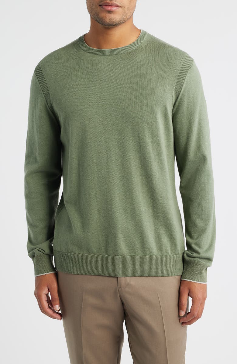 Jack Victor Grassi Crewneck Cotton & Cashmere Sweater, Main, color, Sage