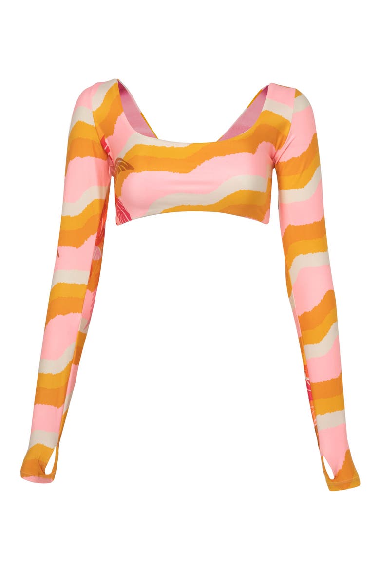 Paradiso Waves Bestie Multifit Reversible Crop Rashguard, Alternate, color, PINK