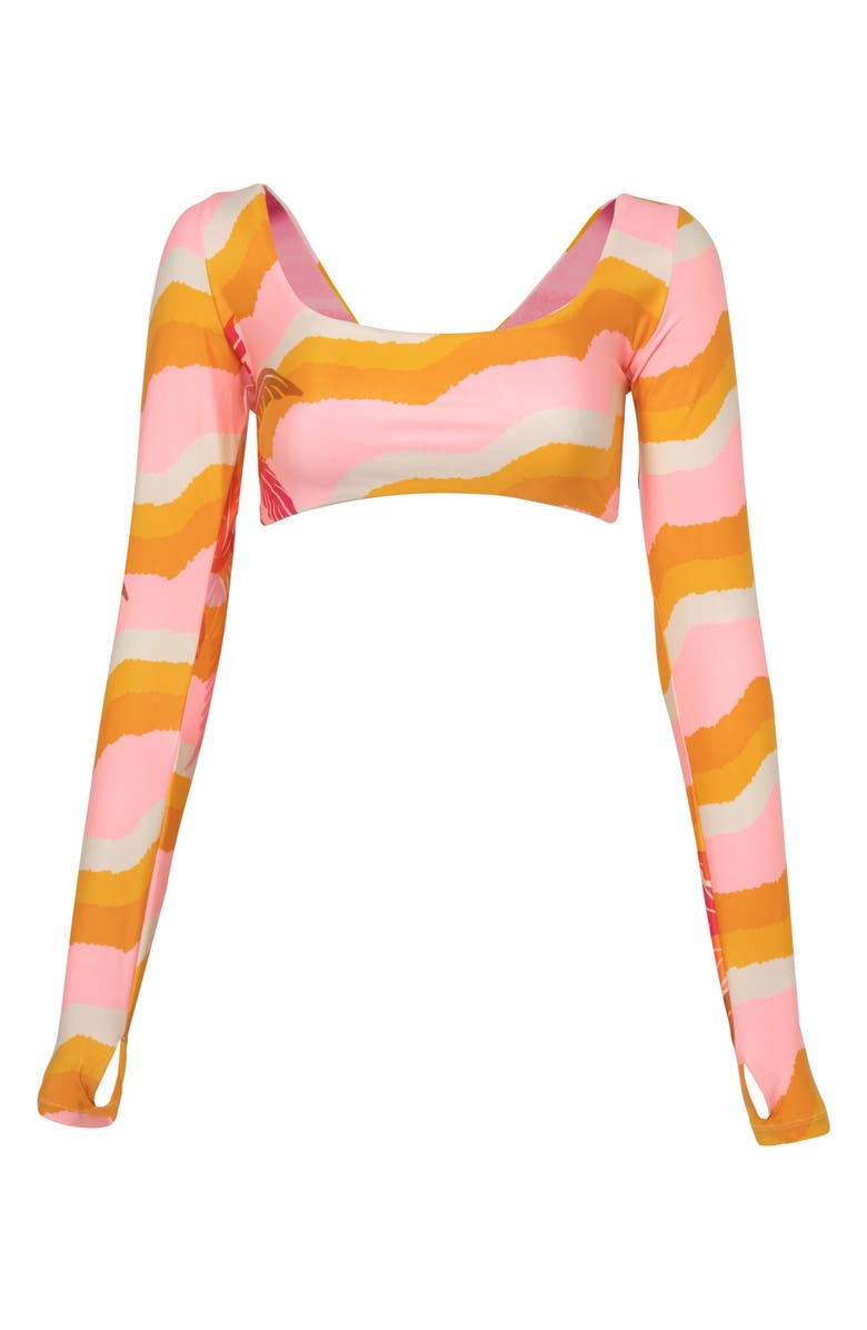 Maaji Paradiso Waves Bestie Multifit Reversible Crop Rashguard, Alternate, color, 