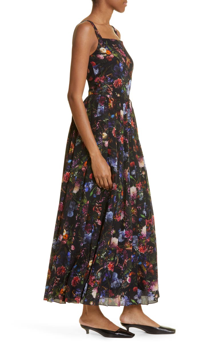 Adam Lippes Medici Floral Print Crepe A-Line Dress, Alternate, color,