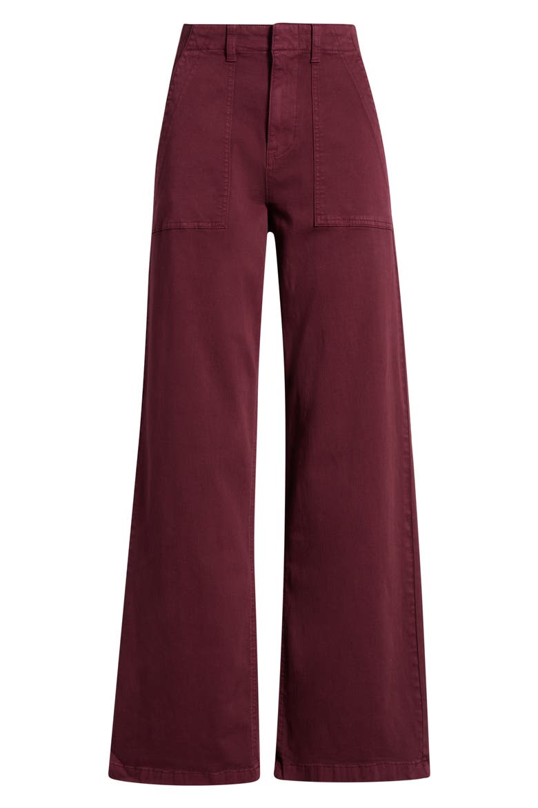 Nicole Stretch Cotton Wide Leg Pants, Alternate, color, CABERNET