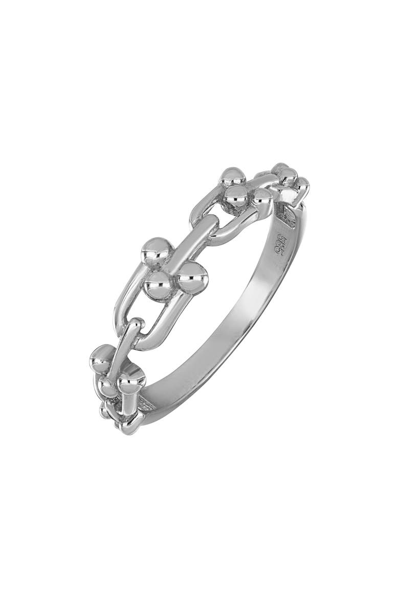 14K Gold Stirrup Link Trend Ring, Main, color, 14K WHITE GOLD