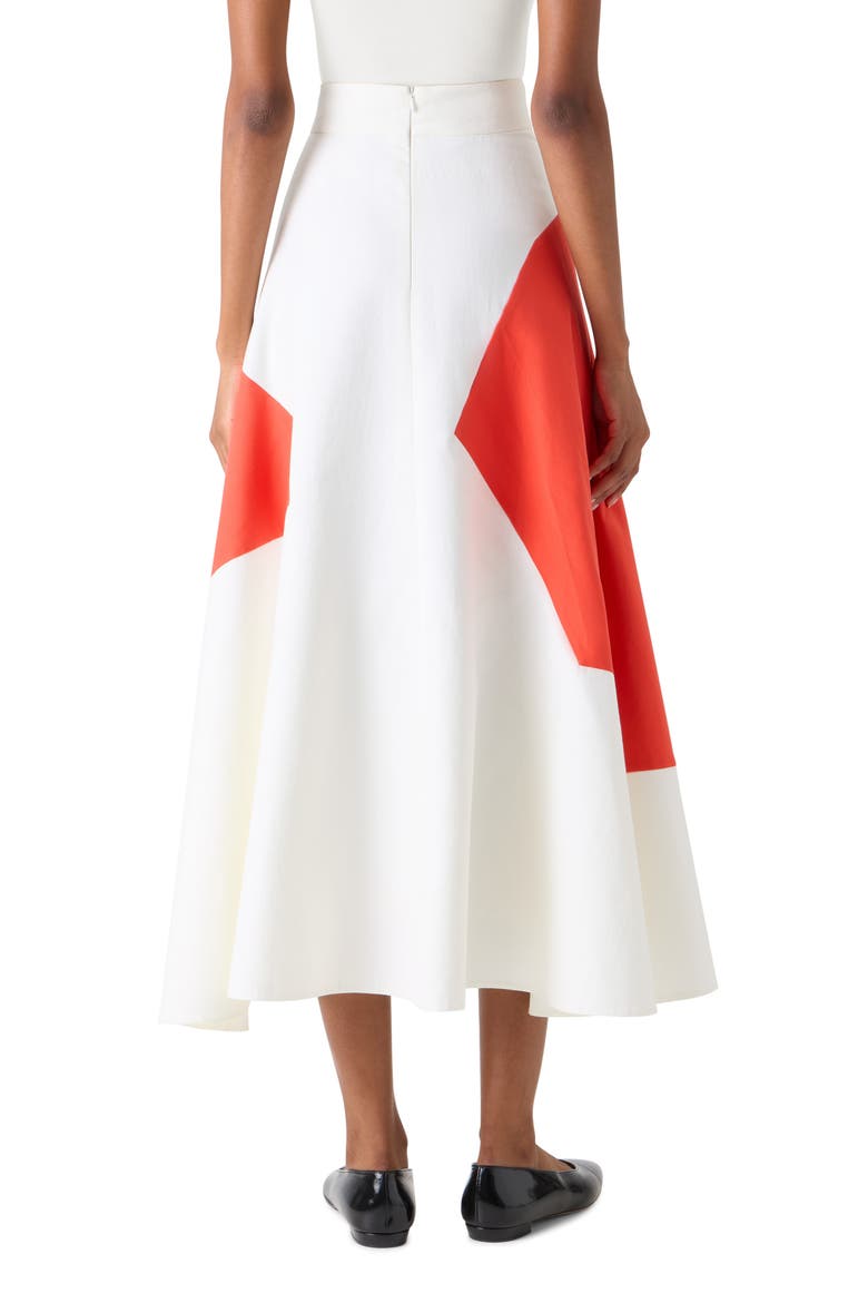 Polygon Patch Poplin Midi Skirt, Alternate, color, ECRU VERMILLION