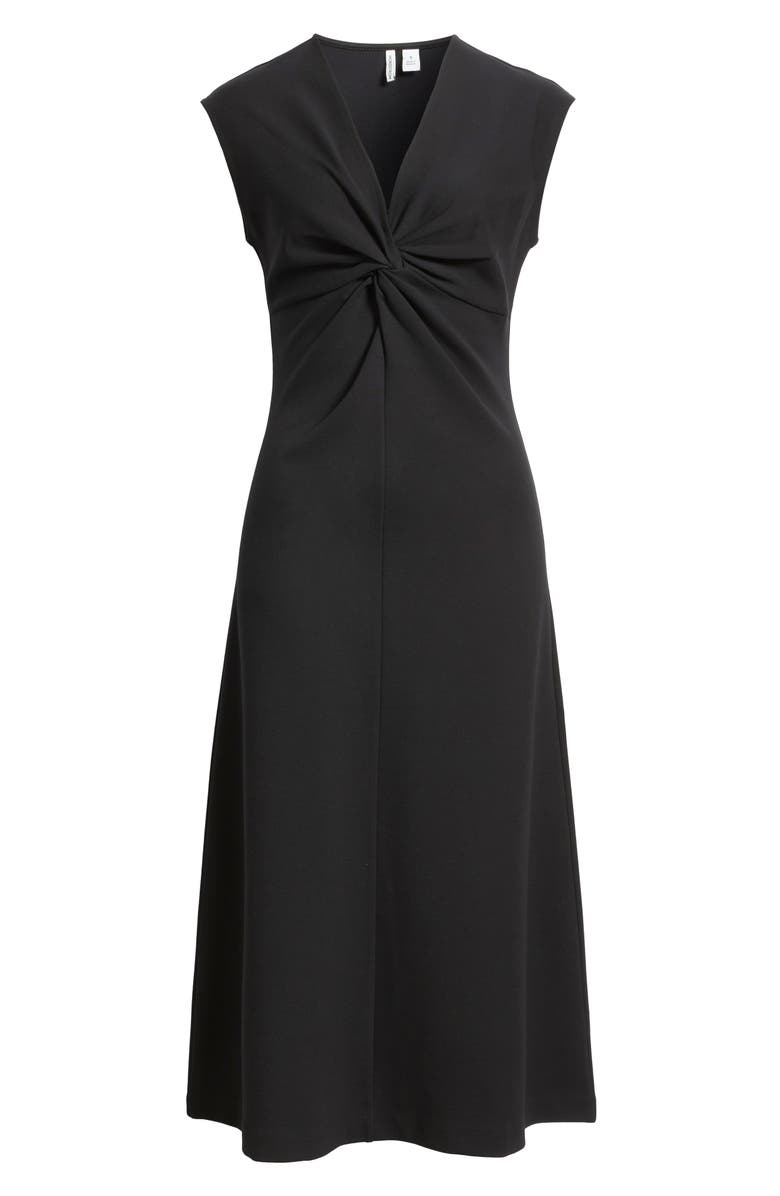 Nordstrom Twist Front Cap Sleeve Midi Dress, Alternate, color, Black