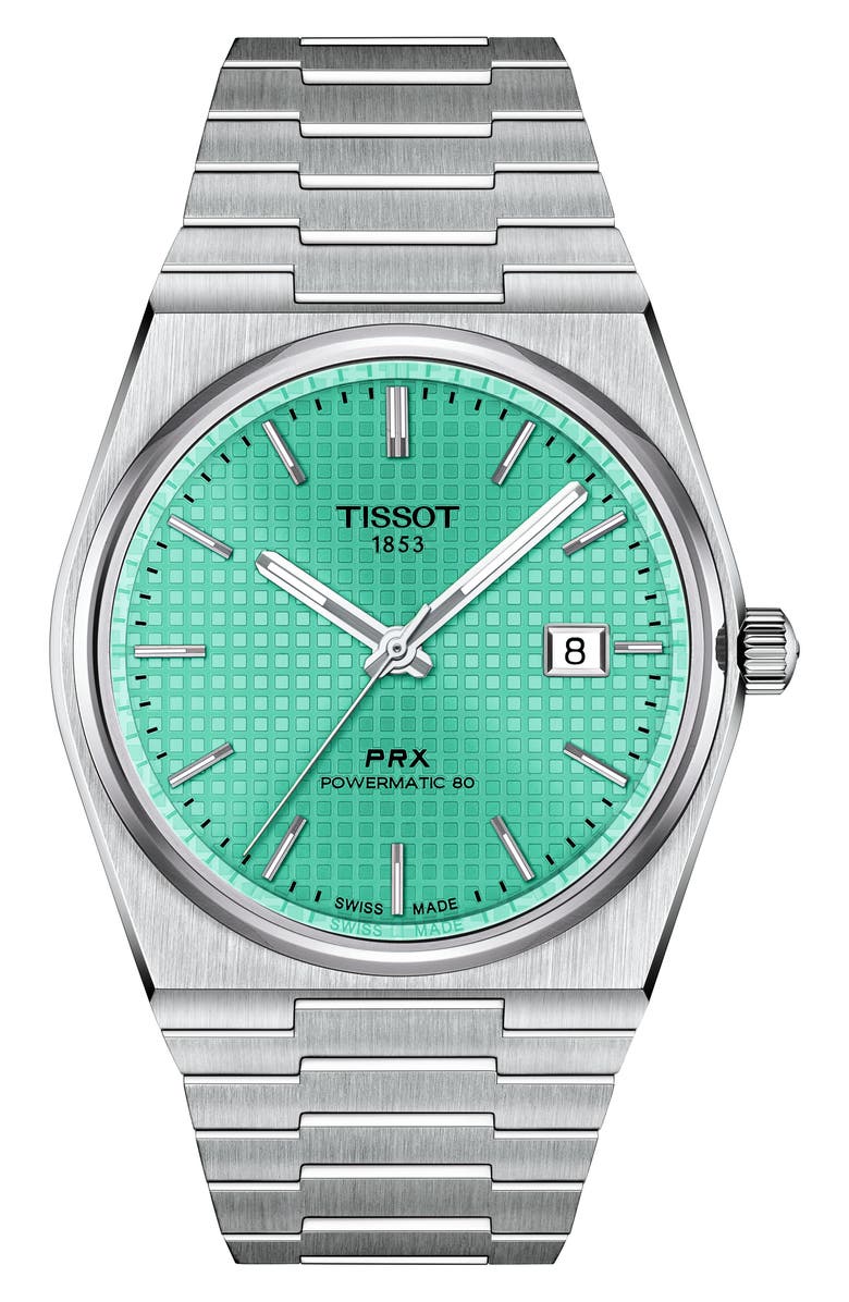 Tissot PRX Auto Powermatic 80 Bracelet Watch, 40mm, Main, color, Silver/ Light Green