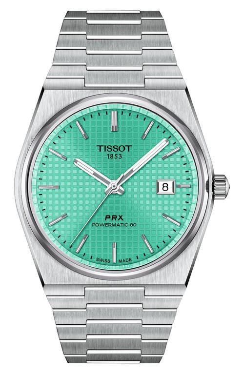 Tissot PRX Auto Powermatic 80 Bracelet Watch, 40mm in Silver/Light Green 