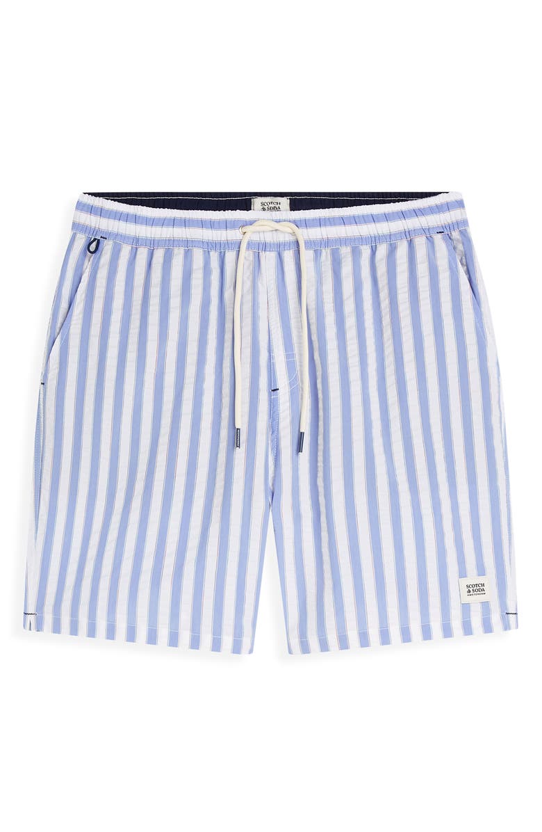 Scotch & Soda Stripe Midlength Swim Trunks, Alternate, color, 
