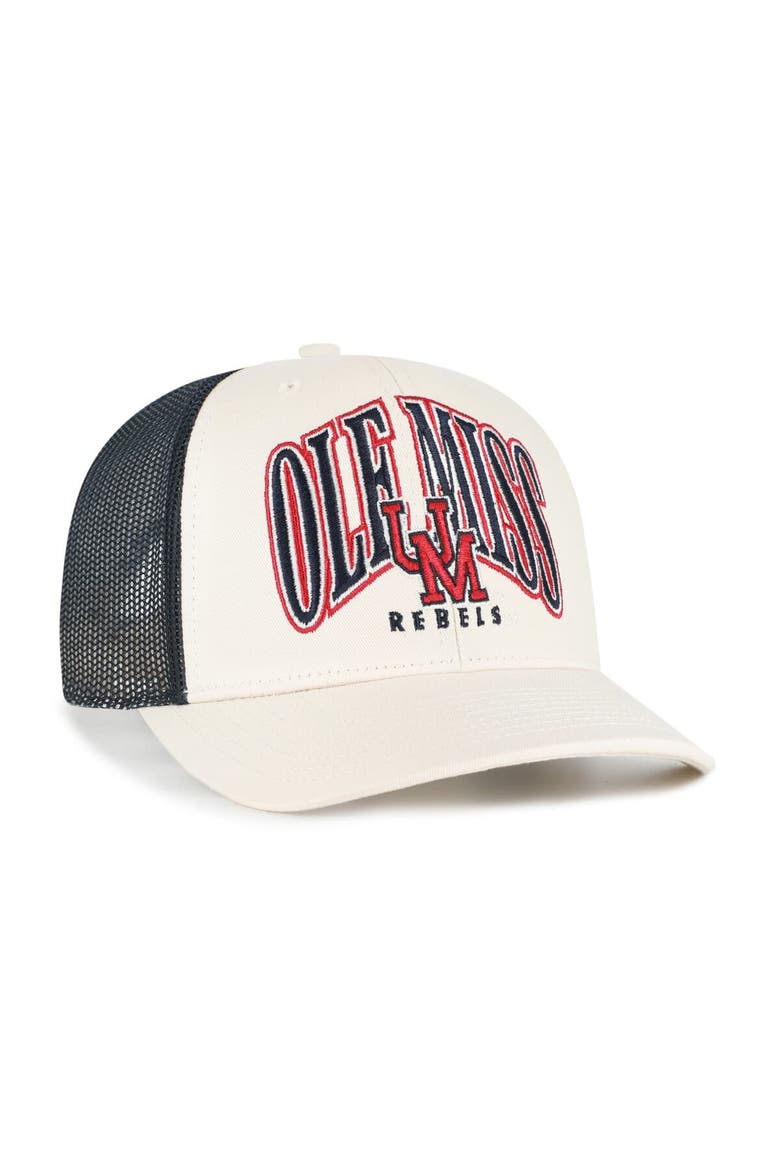 Men's '47  Natural Ole Miss Rebels Drawbridge Trucker Adjustable Hat, Alternate, color, Natural