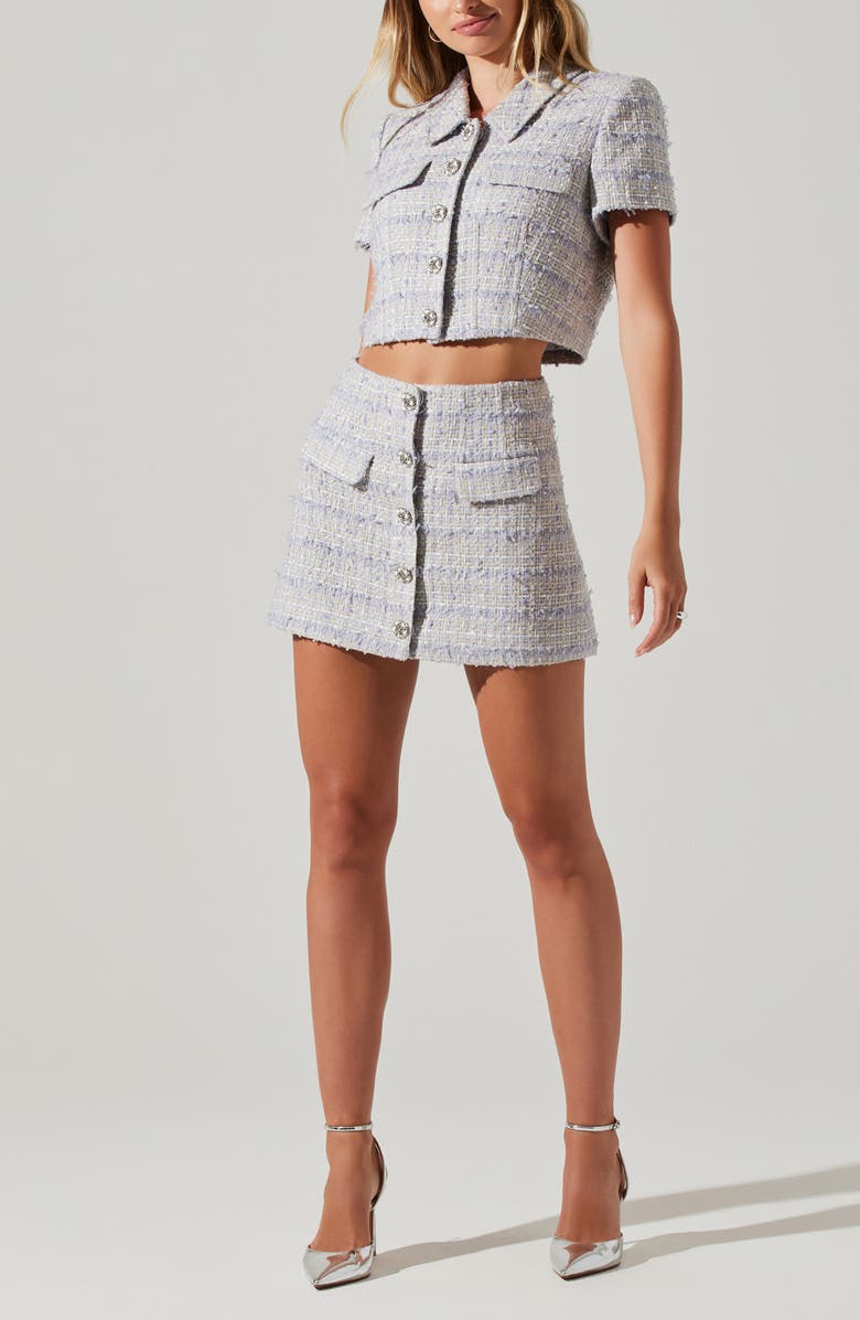 ASTR the Label Mavey Short Sleeve Tweed Jacket, Alternate, color, Ice Blue