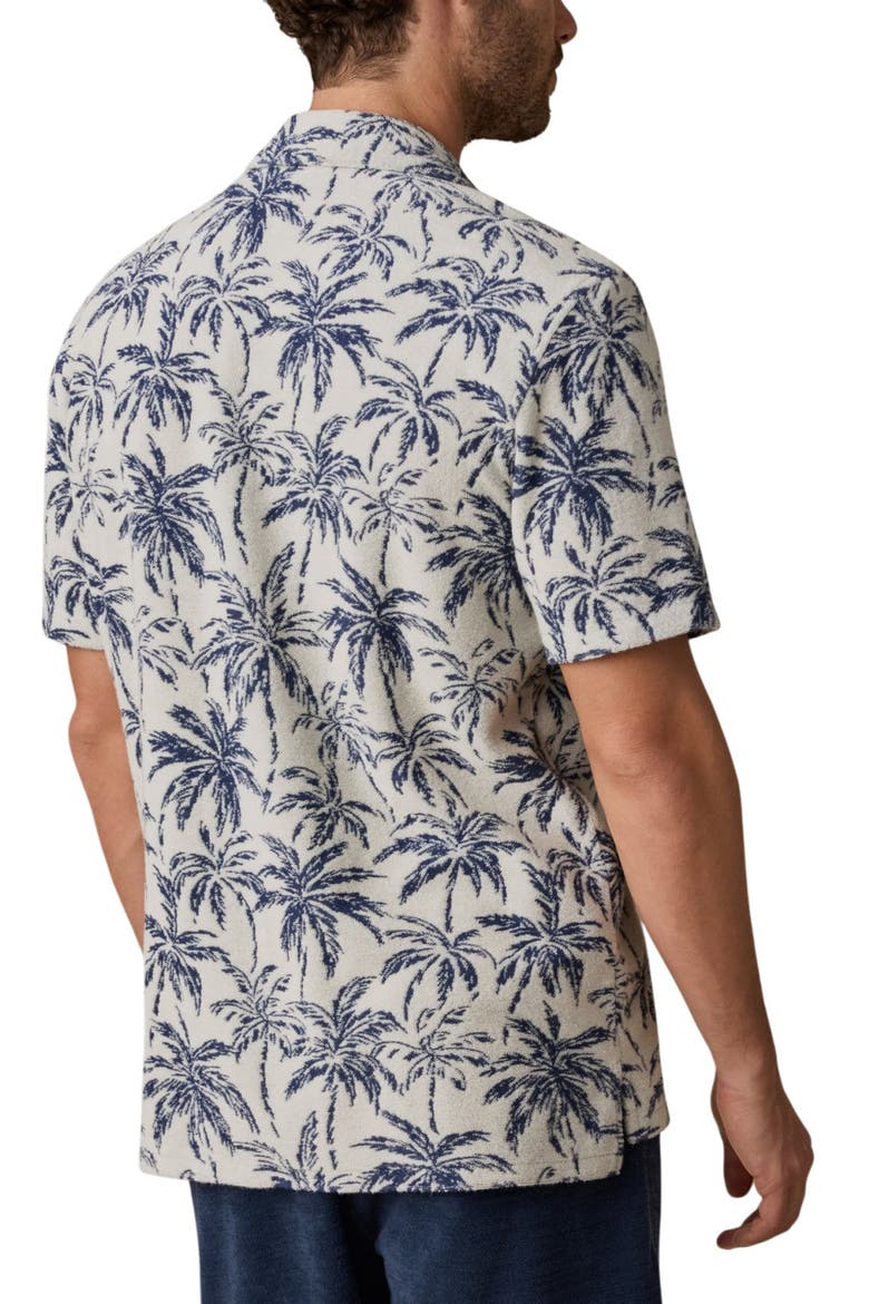 Cabana Floral Short Sleeve Terry Cloth Button-Up Shirt, Alternate, color, IVORY TROPIC TREES