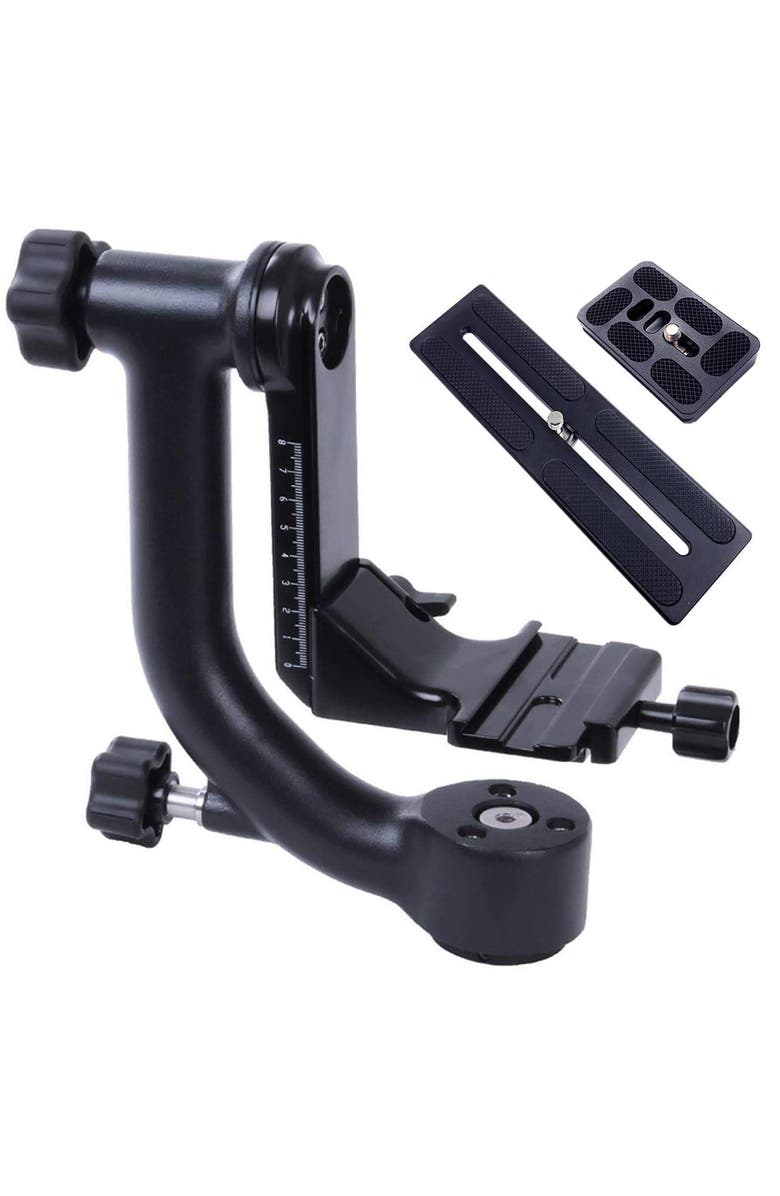 MOVO GH700 MKII Professional Gimbal DSLR Tripod Head with Long and Short Arca-Swiss Plates, Main, color, Black