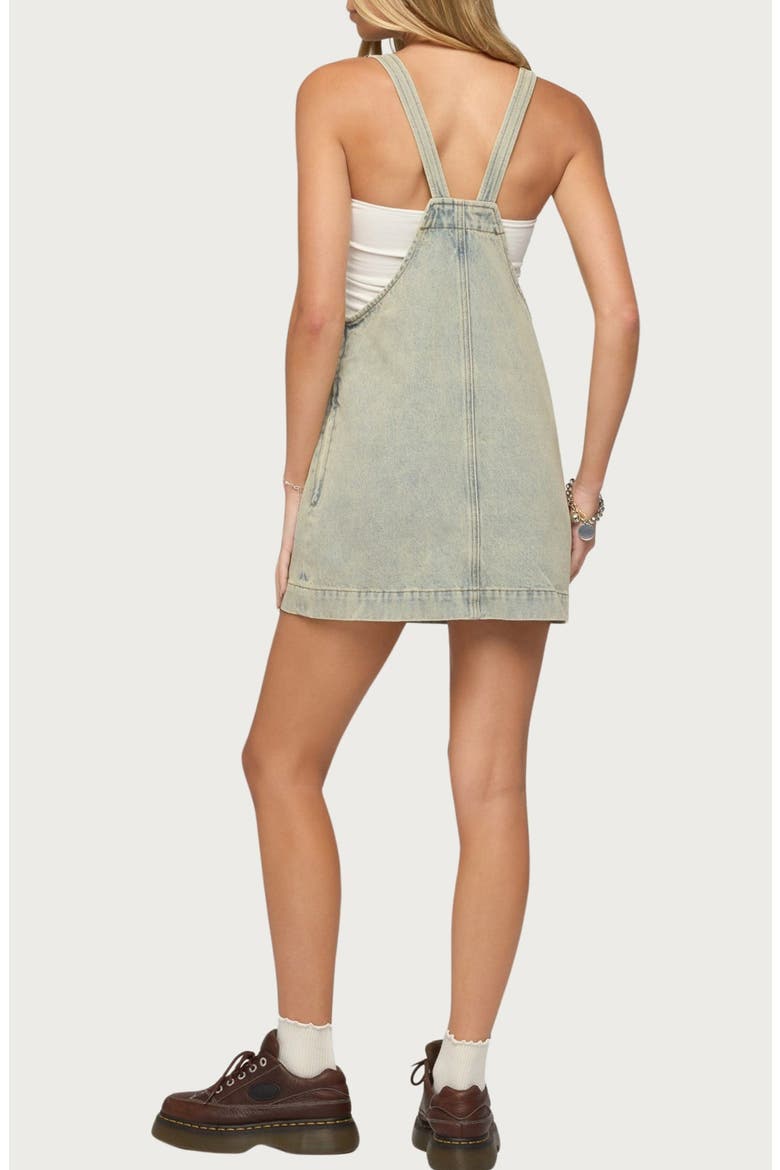 Denim Overall Minidress, Alternate, color, BLUE-VINTAGE-WASHED