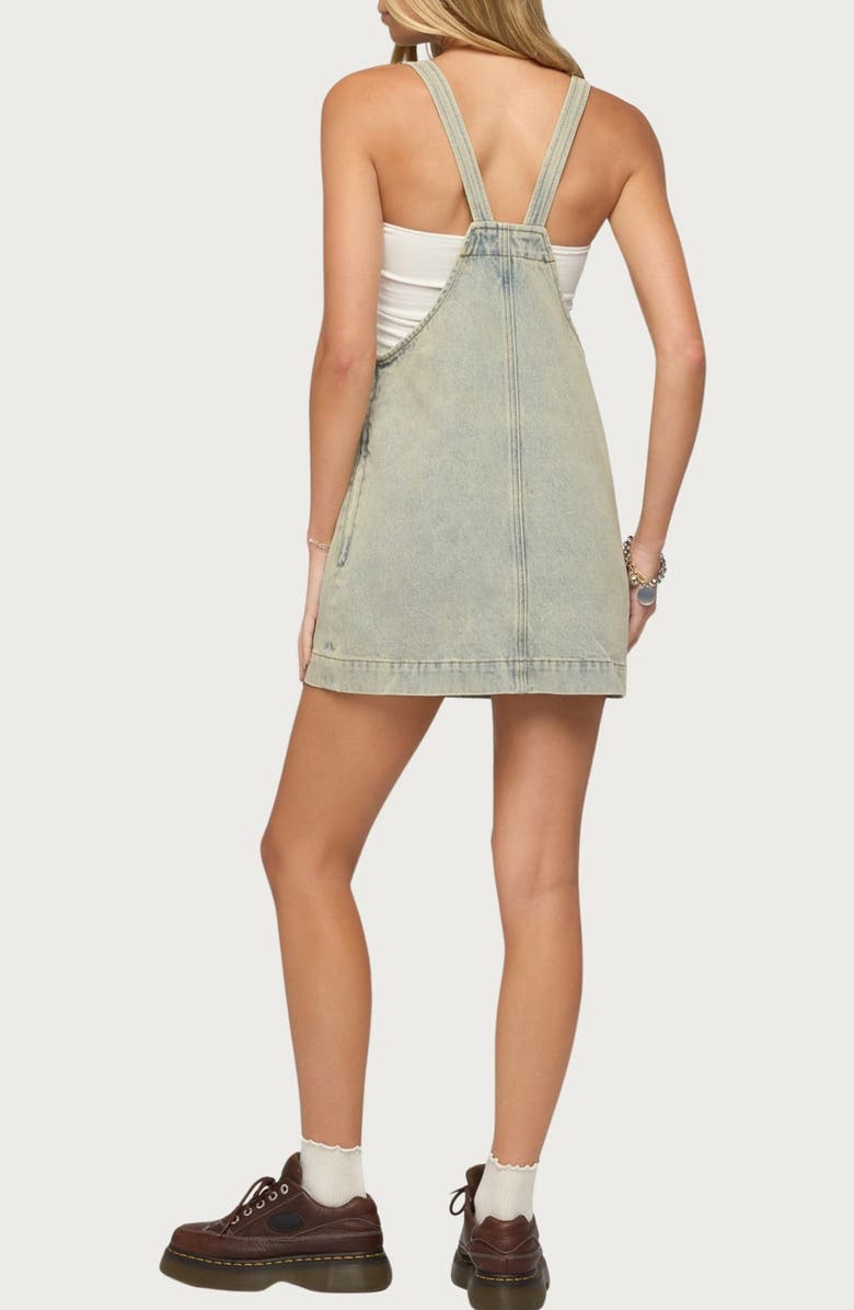 EDIKTED Denim Overall Minidress, Alternate, color, Blue-Vintage-Washed
