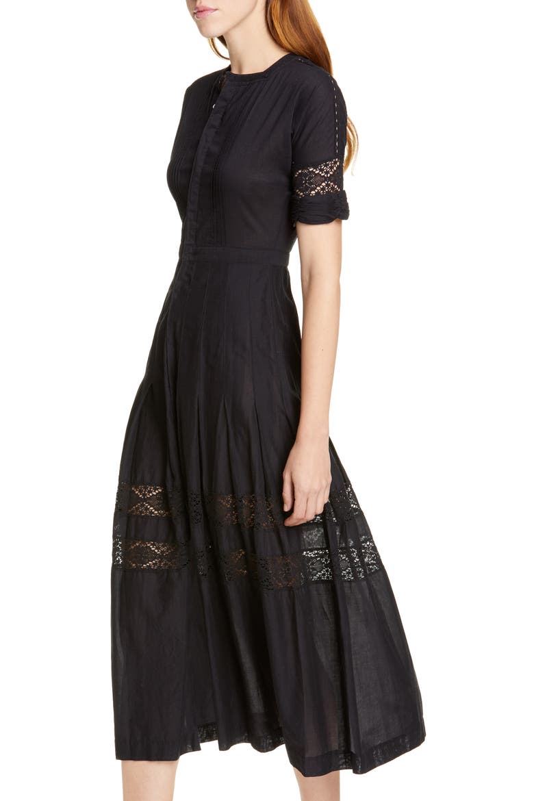 Edie Midi Shirtdress, Alternate, color, BLACK