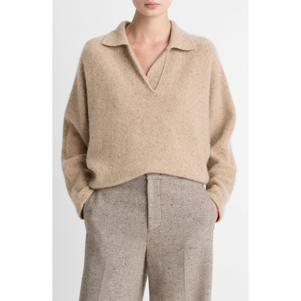 Vince Donegal Cashmere Polo Sweater In Brown