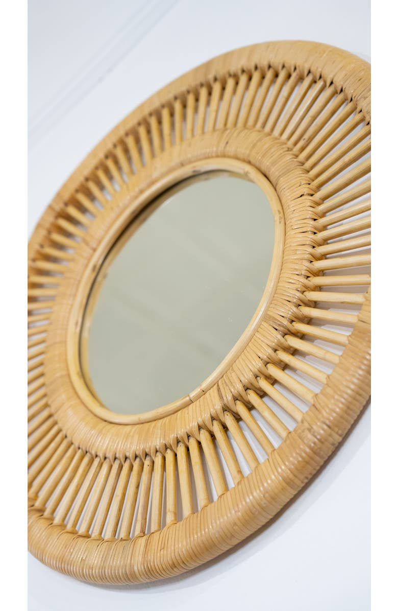 Wicker Village Round Mirror, Alternate, color, Natural