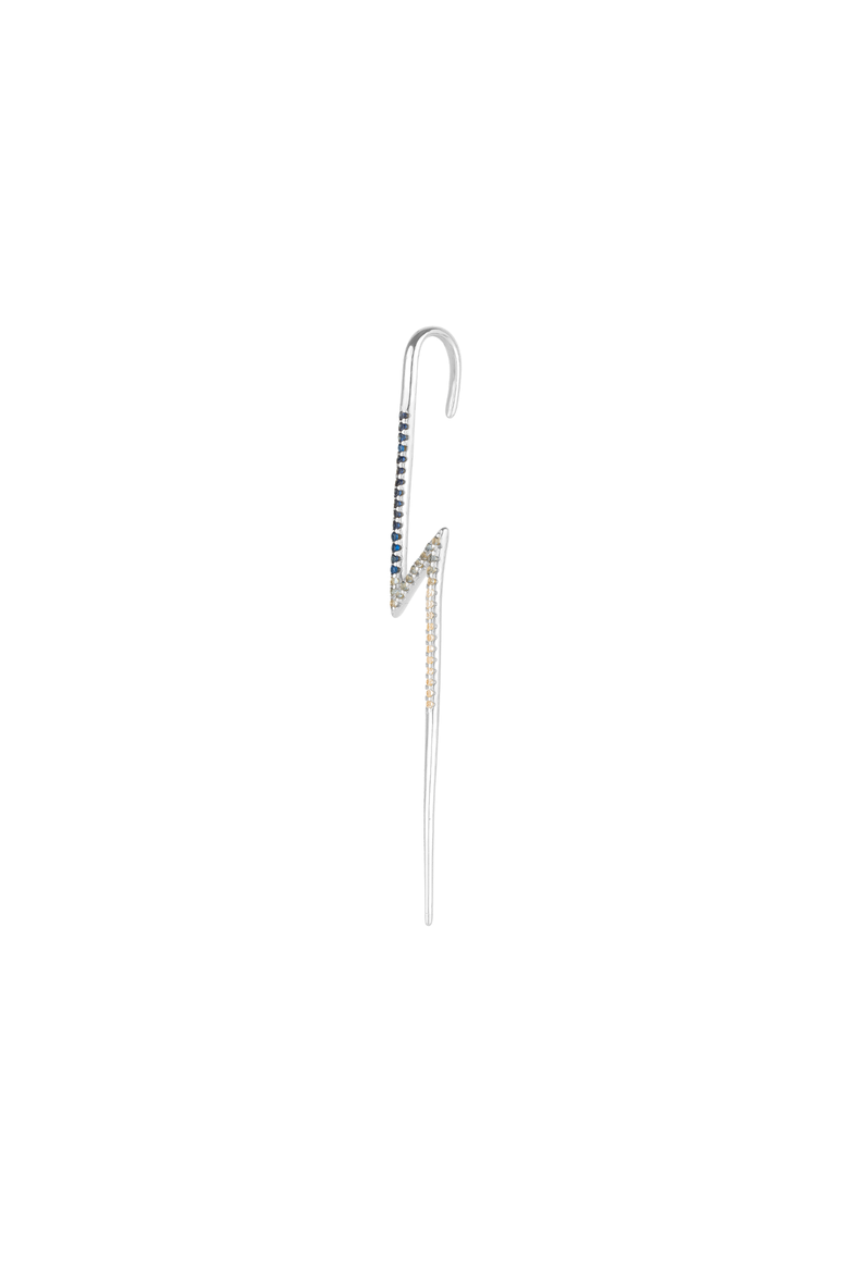 True Lightning Gemstones Sterling Silver Bolt Ear Crawler, Main, color, Silver