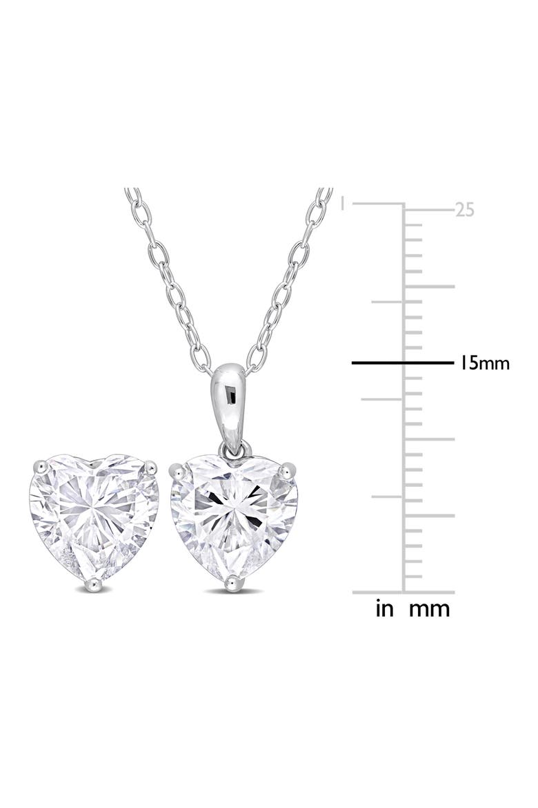 Heart Cut Lab Created White Moissanite Solitaire Pendant Necklace & Stud Earrings Set, Alternate, color, WHITE