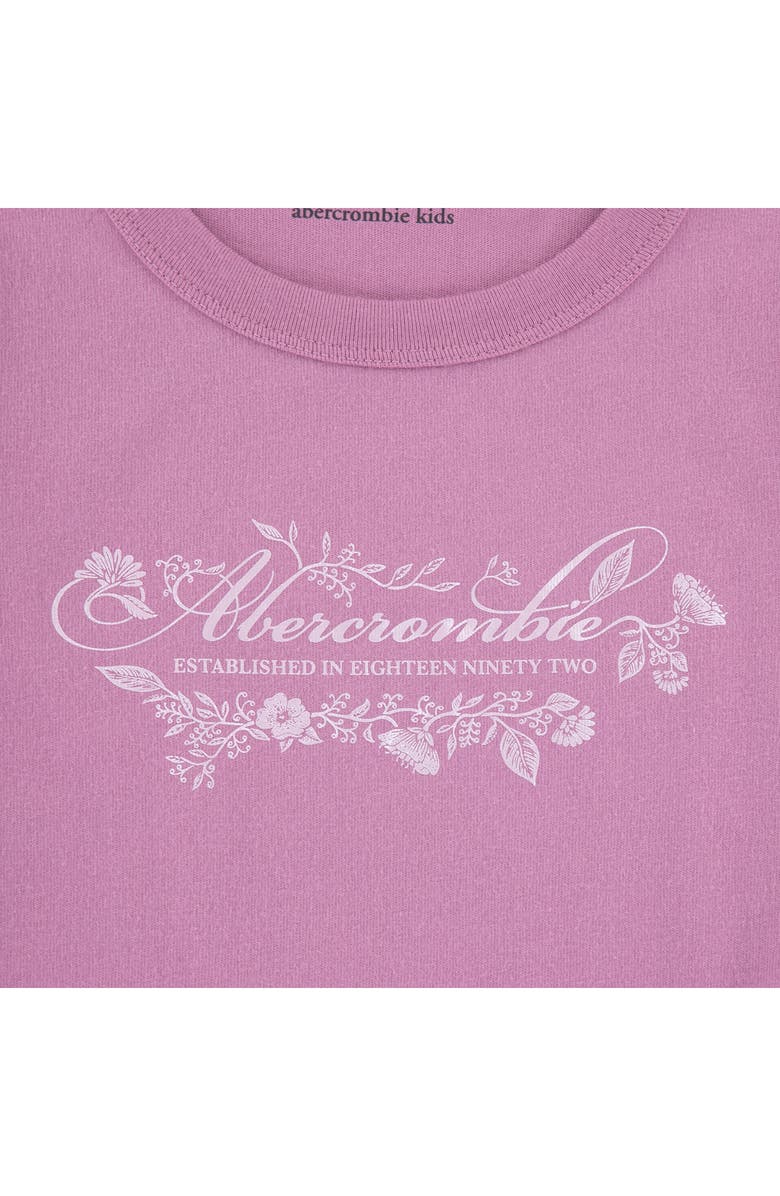 abercrombie kids Kids' Floral Script Ruched T-Shirt, Alternate, color, Mauve Orchid