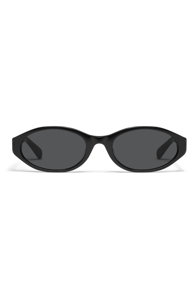 QUAY Aura Points 55mm Oval Sunglasses, Main, color, Black/ Smoke