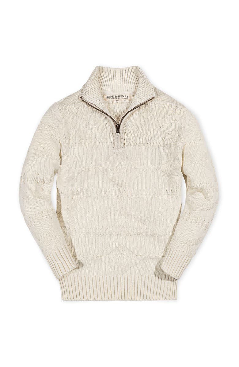 Hope & Henry Kids' Organic Long Sleeve Half Zip Cable Pullover Sweater, Main, color, Ivory Geo Texture