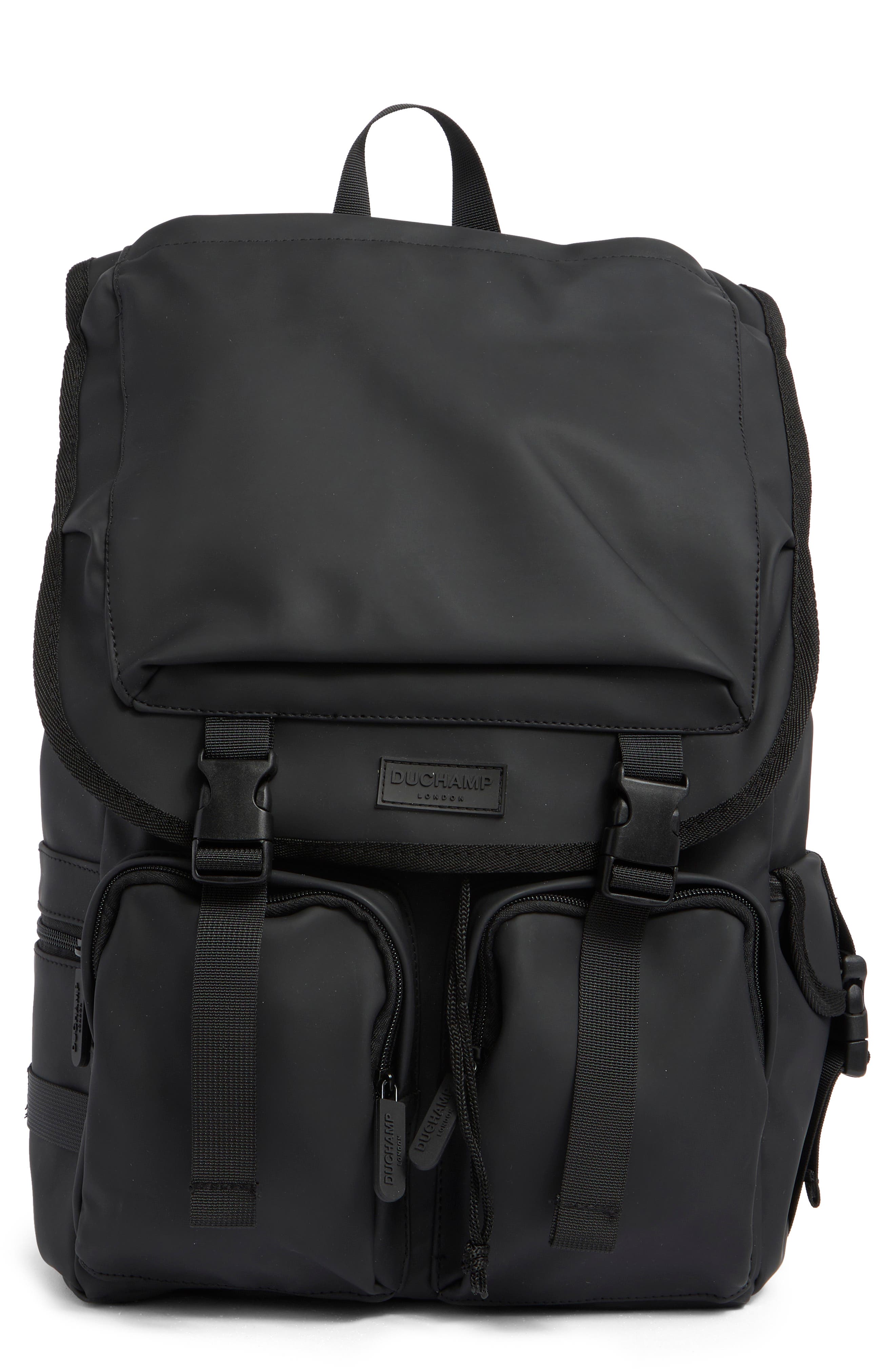 Duchamp Foldover Buckle Rubberized Backpack, Main, color, 