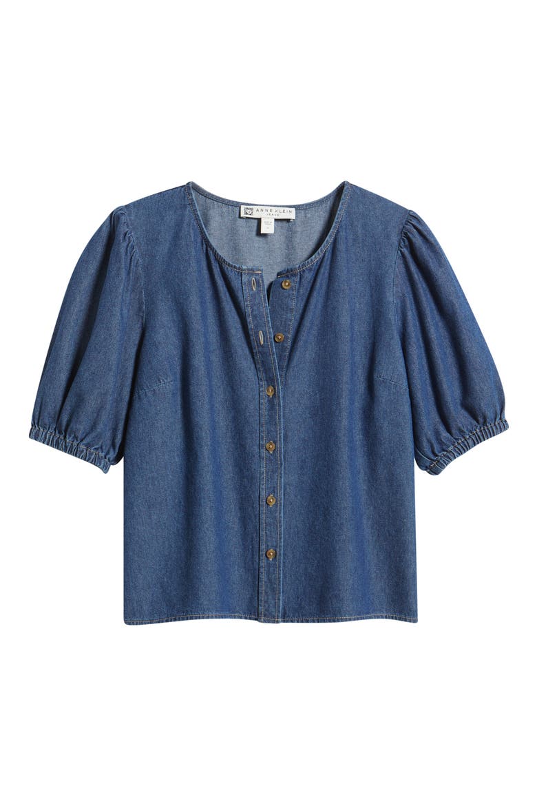 Puff Sleeve Denim Button-Up Shirt, Alternate, color, ARIES WASH