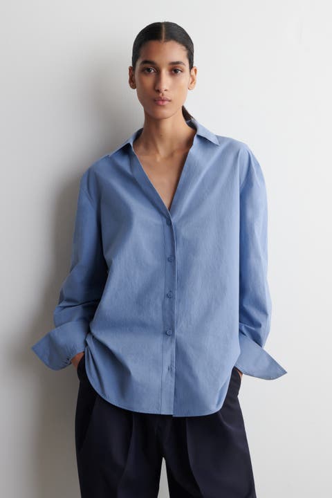 Open-Collar Cotton-Poplin Shirt