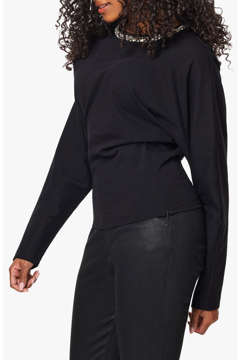Crystal Neck Dolman Tee, Alternate, color, JET BLACK