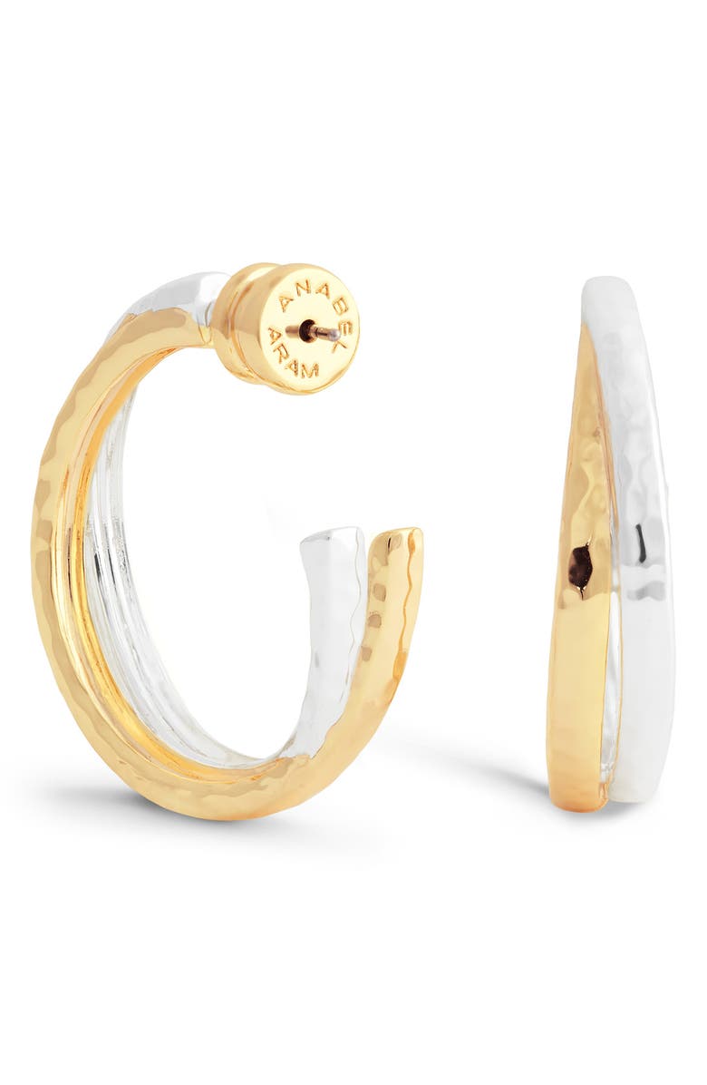 Anabel Aram Jewelry Farrier Mixed Metal Hoop Earrings, Alternate, color, 18K Gold/ Sterling Silver