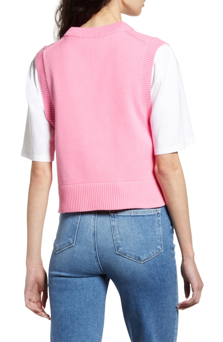 French Connection Cotton Sweater Vest, Alternate, color, Aurora Pink