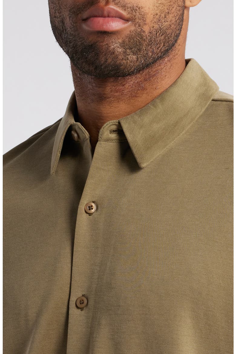 Vintage Wash Bird's Eye Button-Up Shirt, Alternate, color, OLIVE