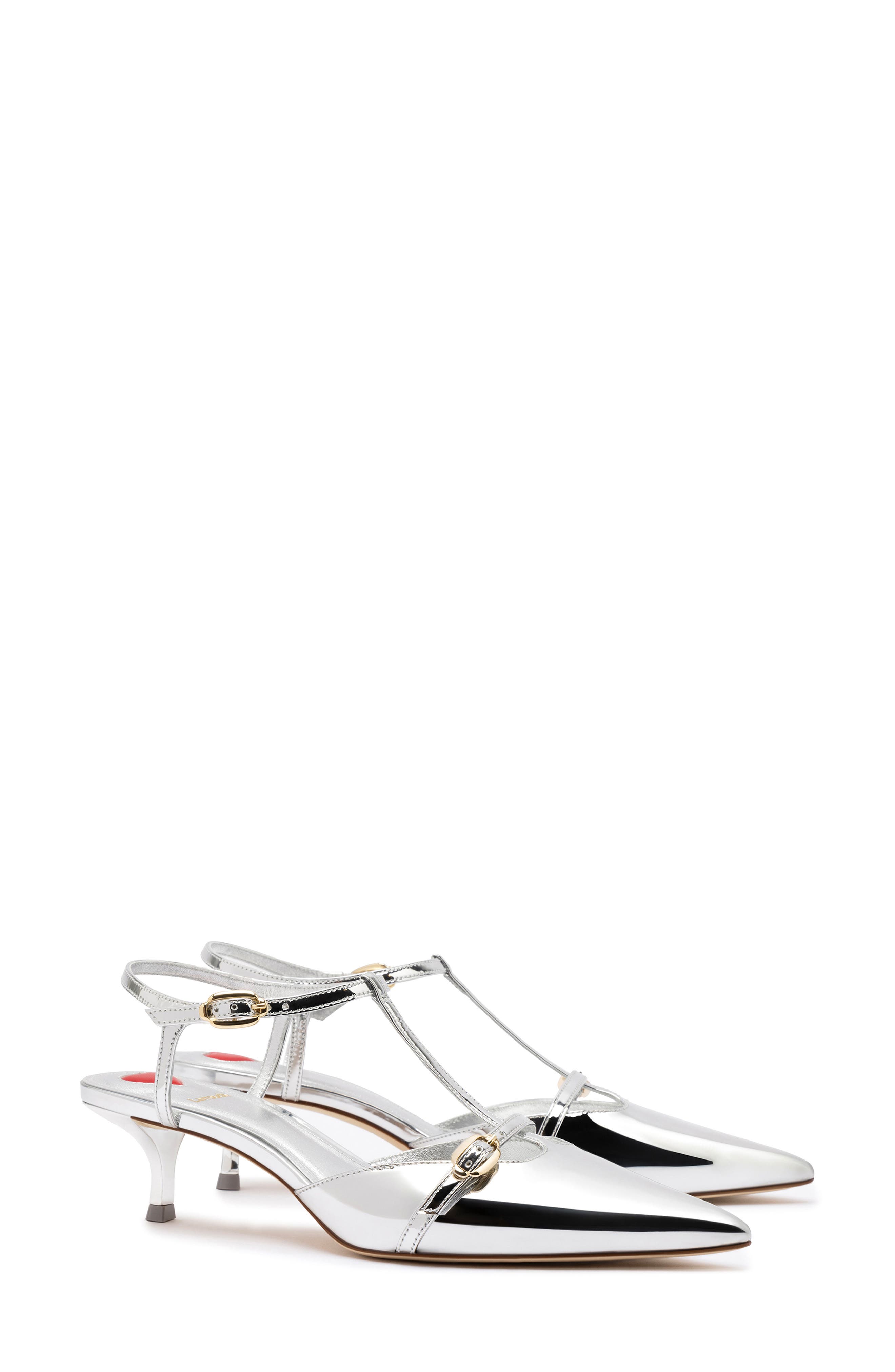 Larroudé Grace Ankle Strap Pointed Toe Kitten Heel Pump