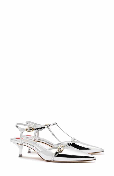 Larroudé Grace Ankle Strap Pointed Toe Kitten Heel Pump