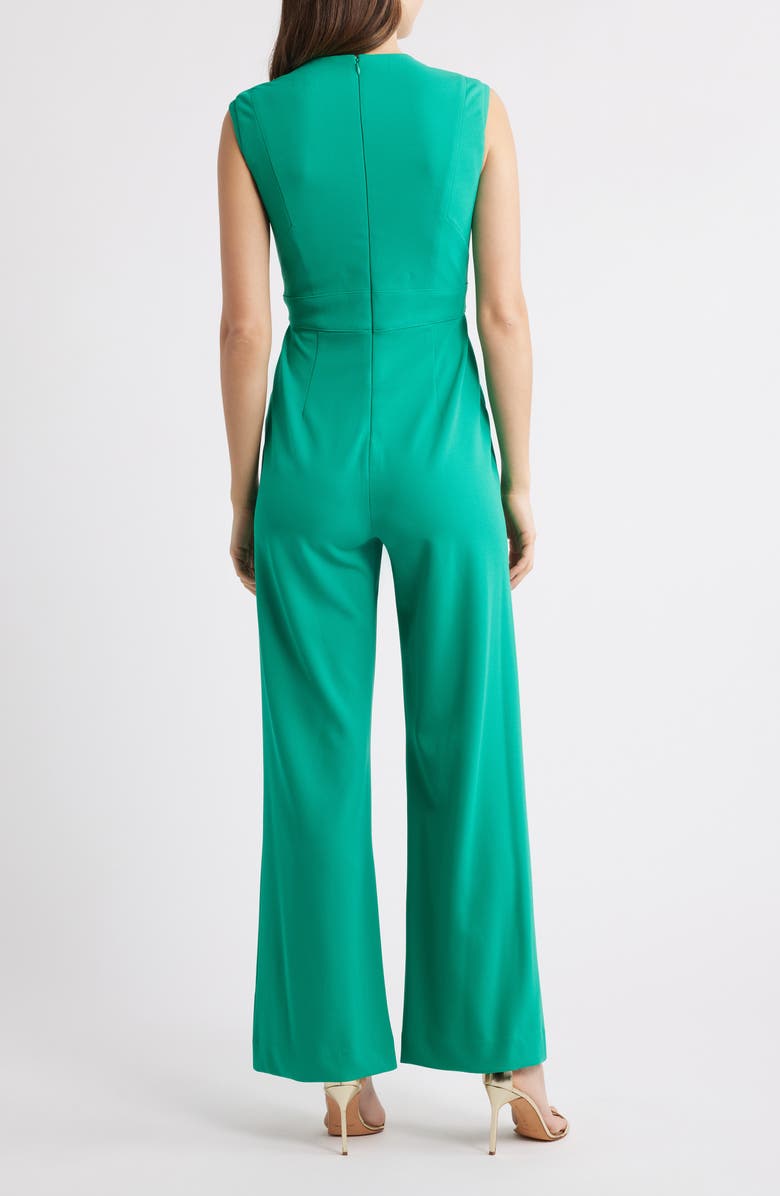 Tahari ASL Notched Neck Sleeveless Jumpsuit, Alternate, color, Jade