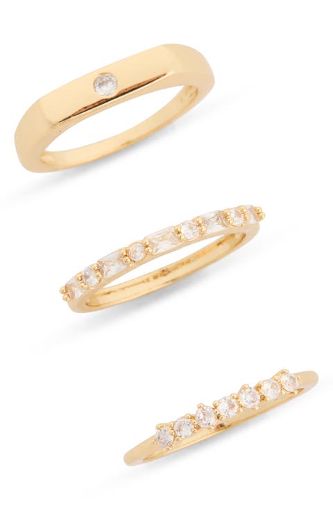Set of 3 Cubic Zirconia Band Rings