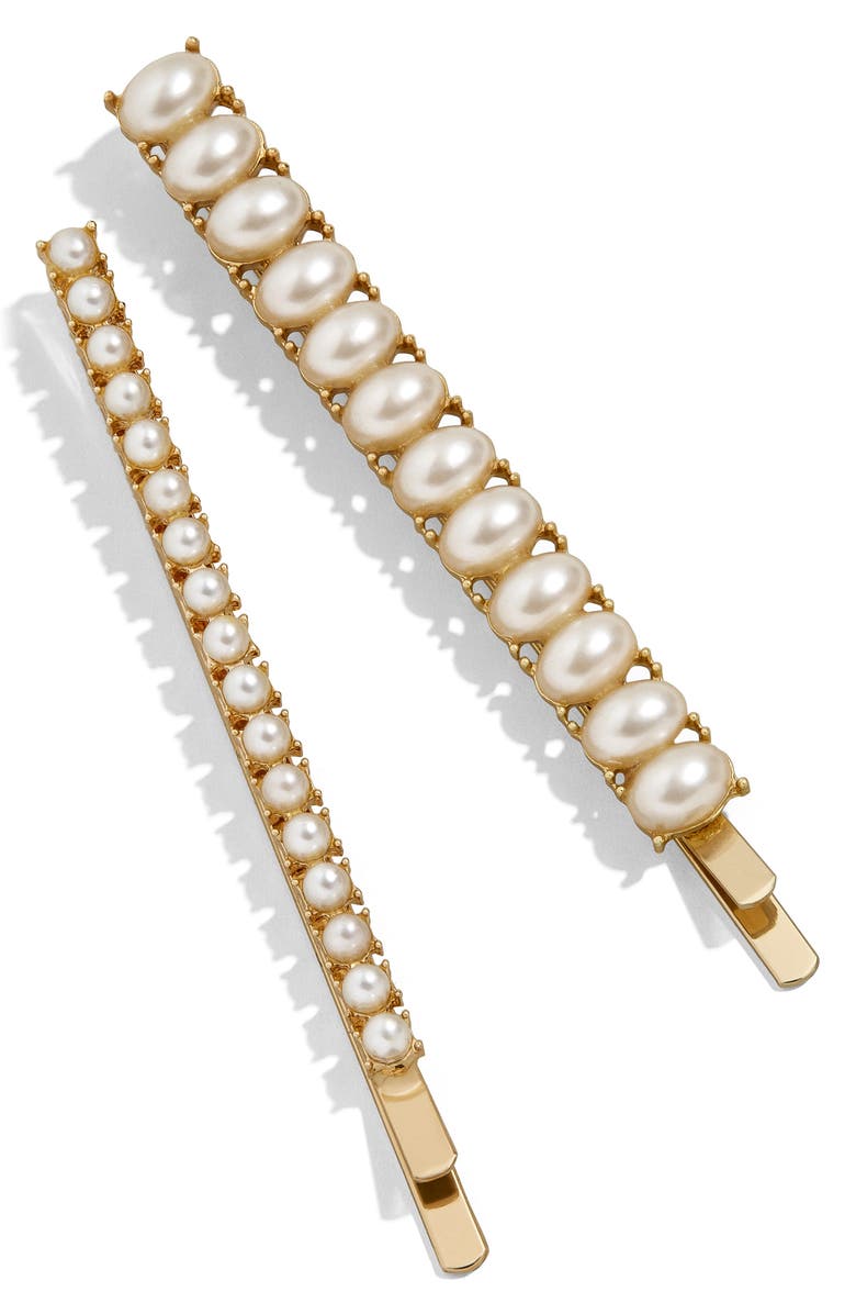 BaubleBar Dalya 2-Pack Imitation Pearl Bobby Pins, Main, color, 