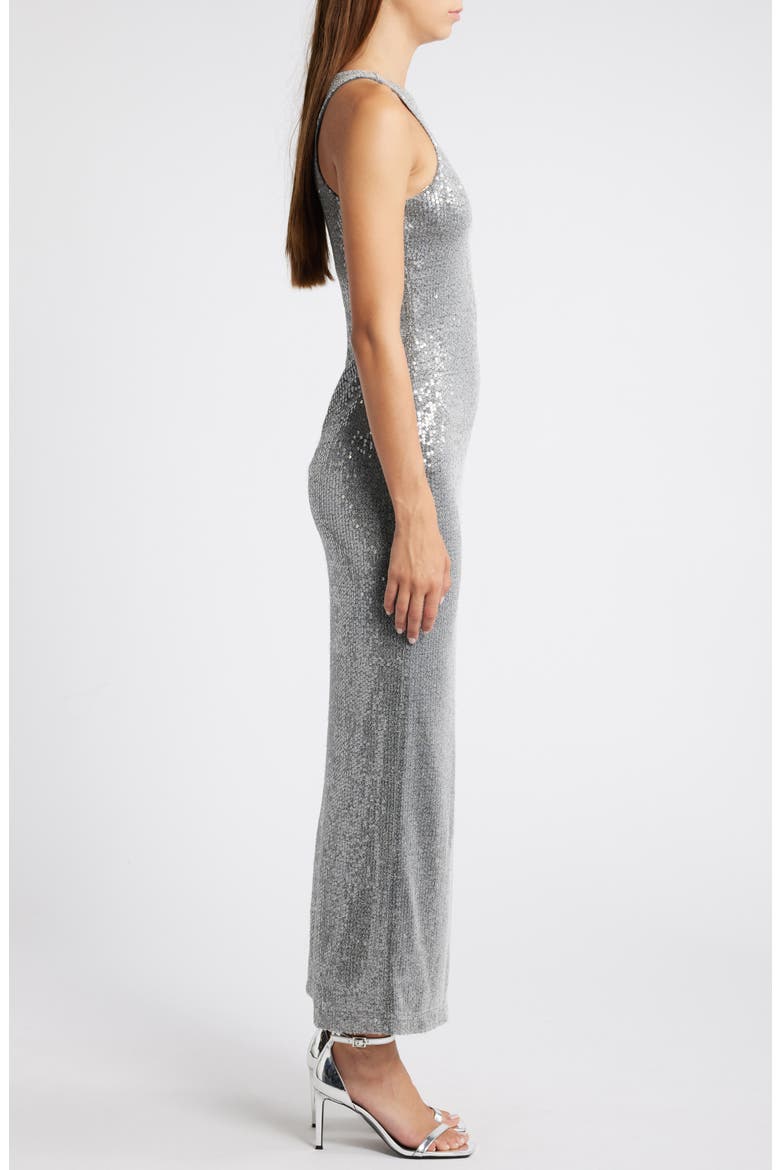 Sequin Sleeveless Column Gown, Alternate, color, CHARCOAL