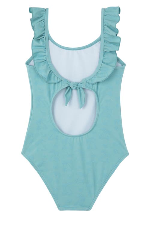 Gottex Kids Palm Party Textured Square Neck Ruffle One Piece