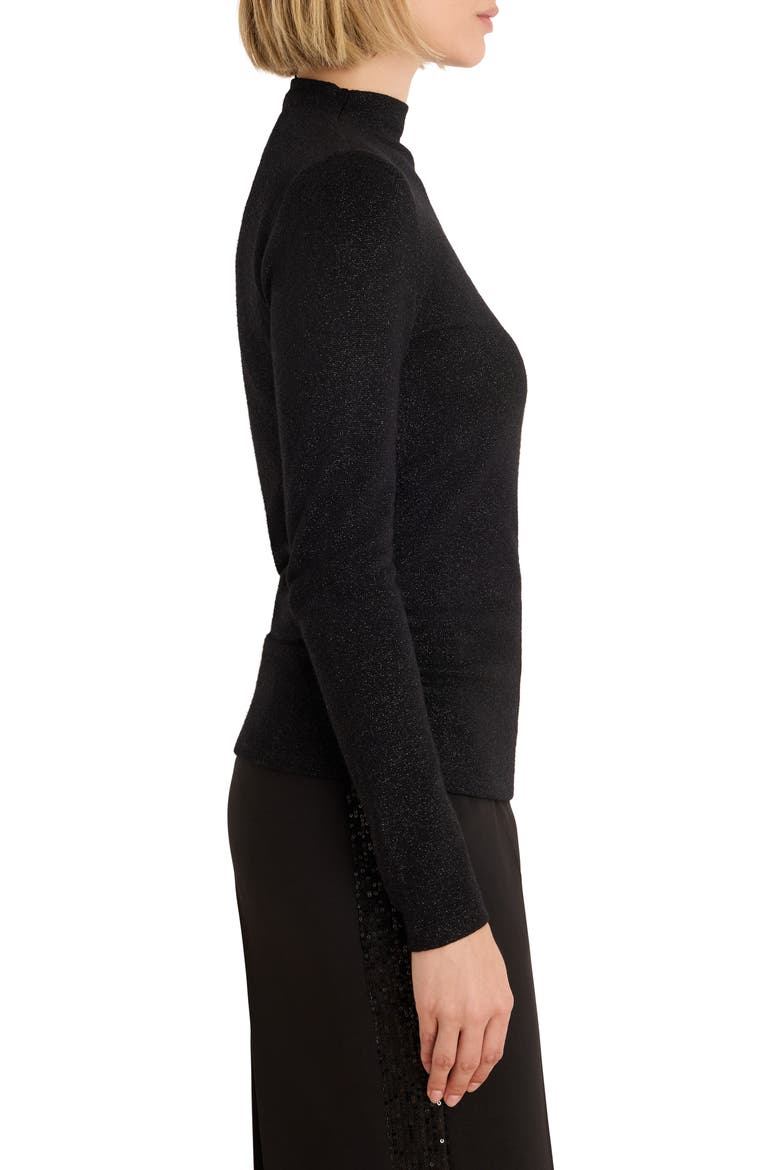 Everyday Sparkle Ruched Mock Neck Sweater, Alternate, color, BLACK ONYX