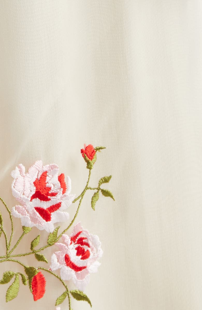 Simone Rocha Floral Embroidered Frayed Organza Column Dress, Alternate, color, Nude Floral/ Pink